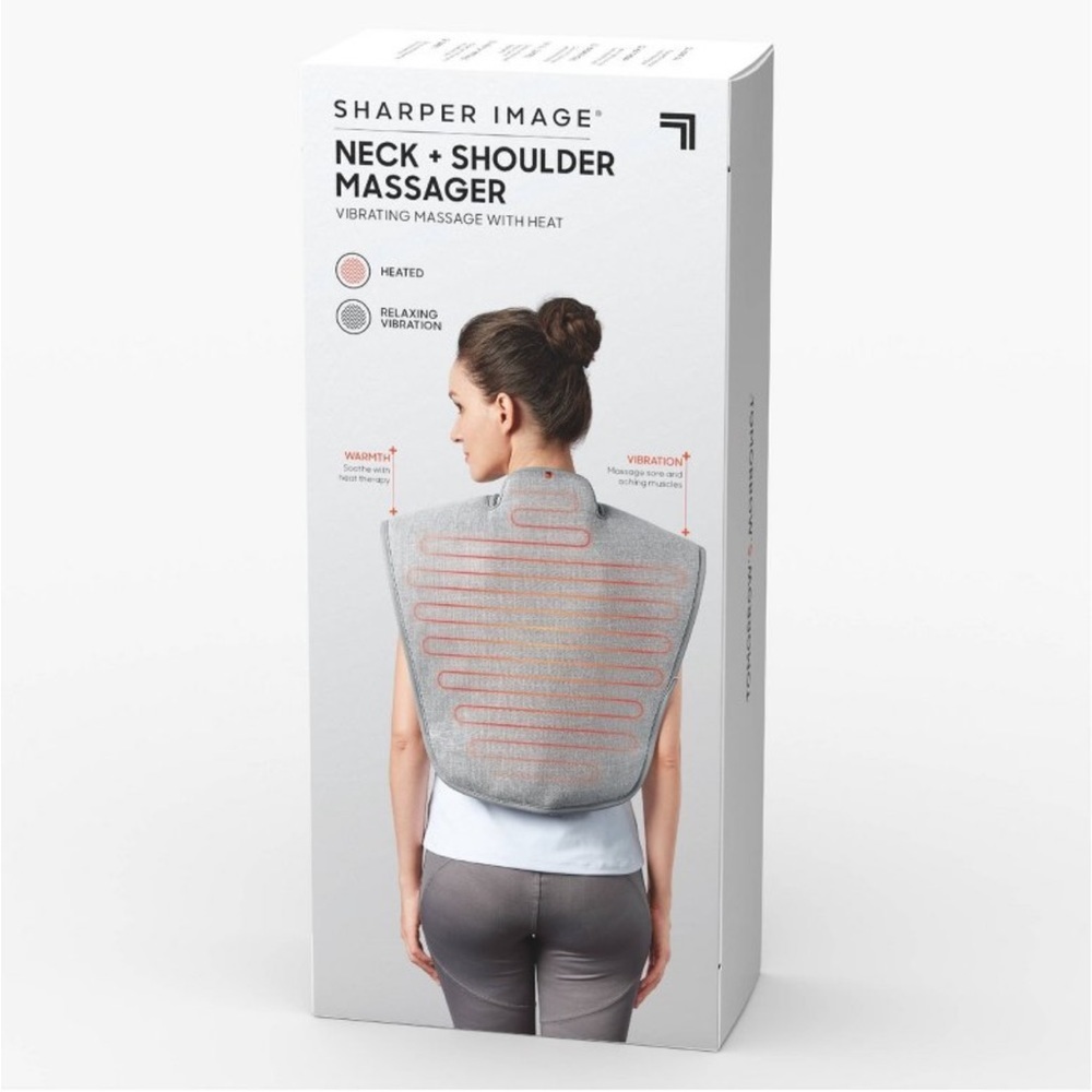 SHARPER IMAGE NWT heated neck and shoulder massager wrap